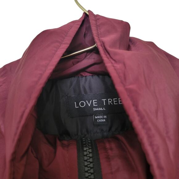 Love Tree Jacket Sz Small S Burgundy Colorblock Full Zip Lightweight Windbreaker - Picture 3 of 11